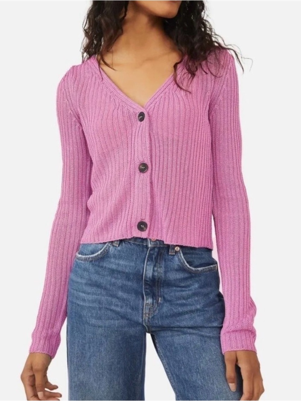 Free People Game On Cardigan Sweater - Butterfly Bush Pink - Size XS NWT